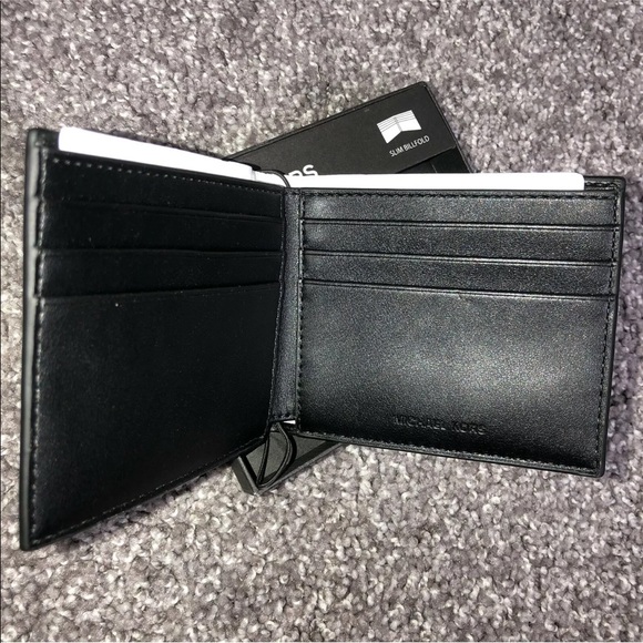 Michael Kors Andy Slim Billfold Bi Fold Card Leather Mens Card Wallet Black - Picture 4 of 7